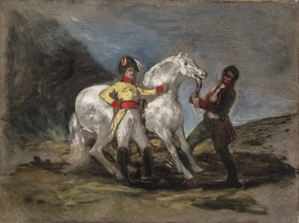 Francisco de Goya y Lucientes - 453, Schizzo per un ritratto di un ufficiale dei dragoni del re, Hispanic Society of America